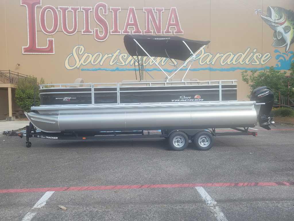 Sun Tracker Sportfish 24 XP3 2025 Sun Tracker Sportfish 24 XP3 pontoon boat parked at Louisiana Sportsman's Paradise.