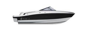 Bayliner VR5 Bowrider I/O 2025 Bayliner VR5 Bowrider I/O boat, sleek black and white design, side view.