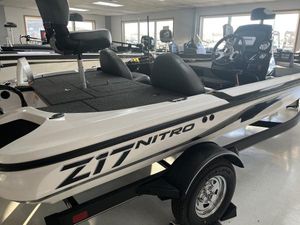 Nitro Z17 2025 Nitro Z17 boat in showroom, featuring sleek design and modern amenities.