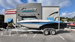 Starcraft SVX 211 OB 2026 Starcraft SVX 211 OB boat on trailer at Avalanche Motorsports dealership.