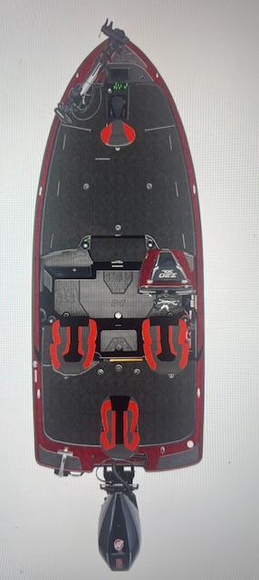 Nitro Z21 XL Pro Overhead view of 2026 Nitro Z21 XL Pro boat with red and black design.