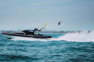 Anvera ANVERA 58' 2024 Custom ANVERA 58' yacht cruising on open water with kite surfers nearby.
