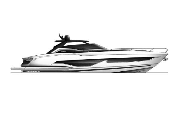 Sunseeker Superhawk 55 2024 Sunseeker Superhawk 55 luxury yacht side profile.