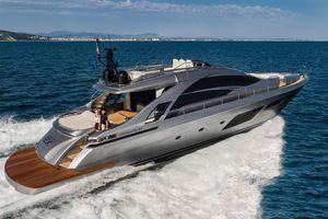 Pershing 8X 2024 Pershing 8X luxury yacht cruising on open sea, sleek design, modern features.