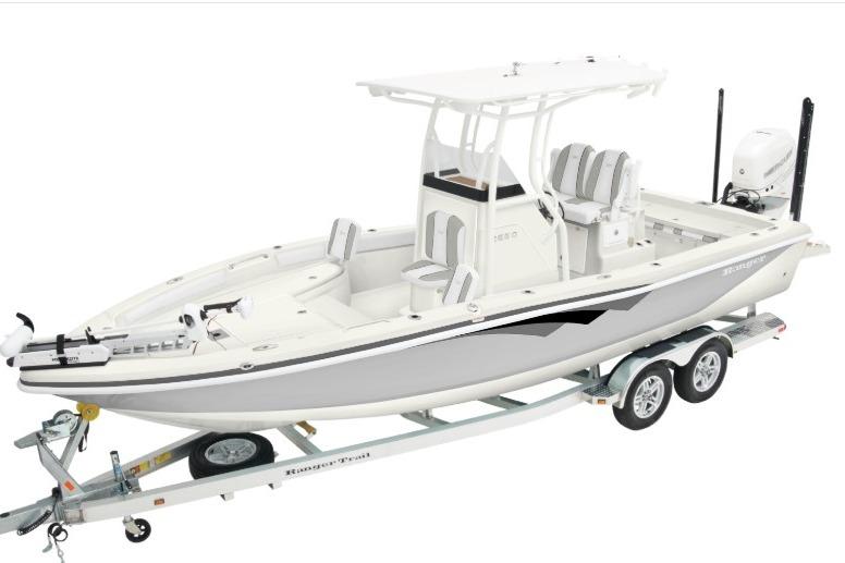 Ranger 2510 Bay 2025 Ranger 2510 Bay boat on trailer, featuring sleek design and modern amenities.