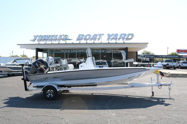 Xpress H20B 2025 Xpress H20B boat on trailer at dealership, Yonell's Boat Yard.
