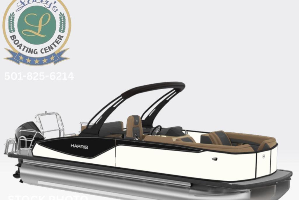 Harris Sunliner 250 2026 Harris Sunliner 250 pontoon boat with sleek design at Lacey's Boating Center.