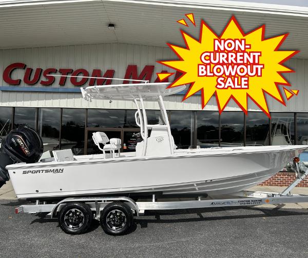 Sportsman Masters 227 Bay Boat 2024 Sportsman Masters 227 Bay Boat on sale at dealership, non-current blowout promotion.