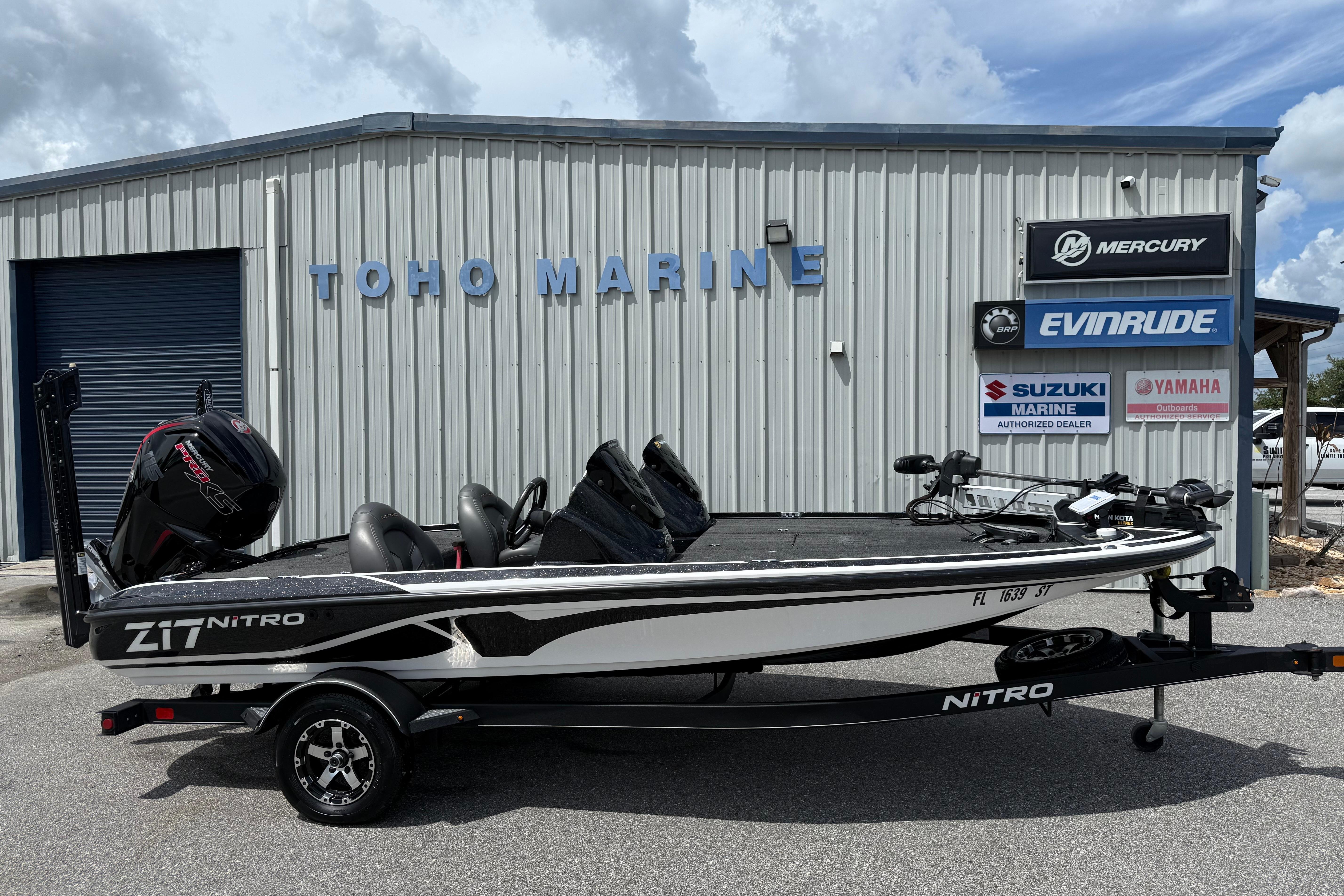 Nitro Z17 2020 Nitro Z17 boat parked at Toho Marine dealership.