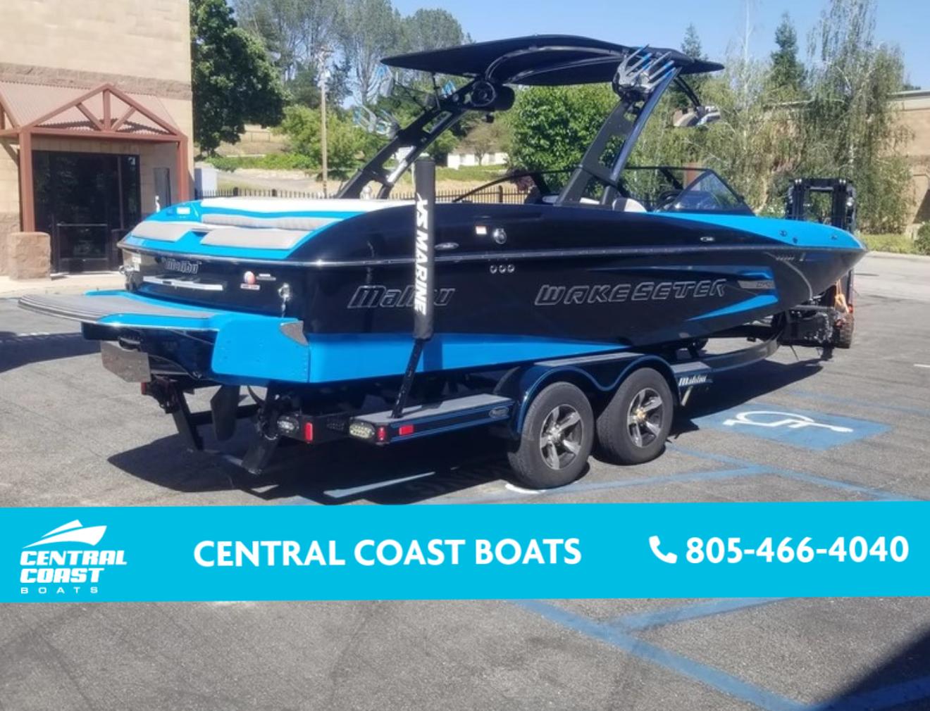 Malibu Wakesetter 22 MXZ 2014 Malibu Wakesetter 22 MXZ boat on trailer at Central Coast Boats.