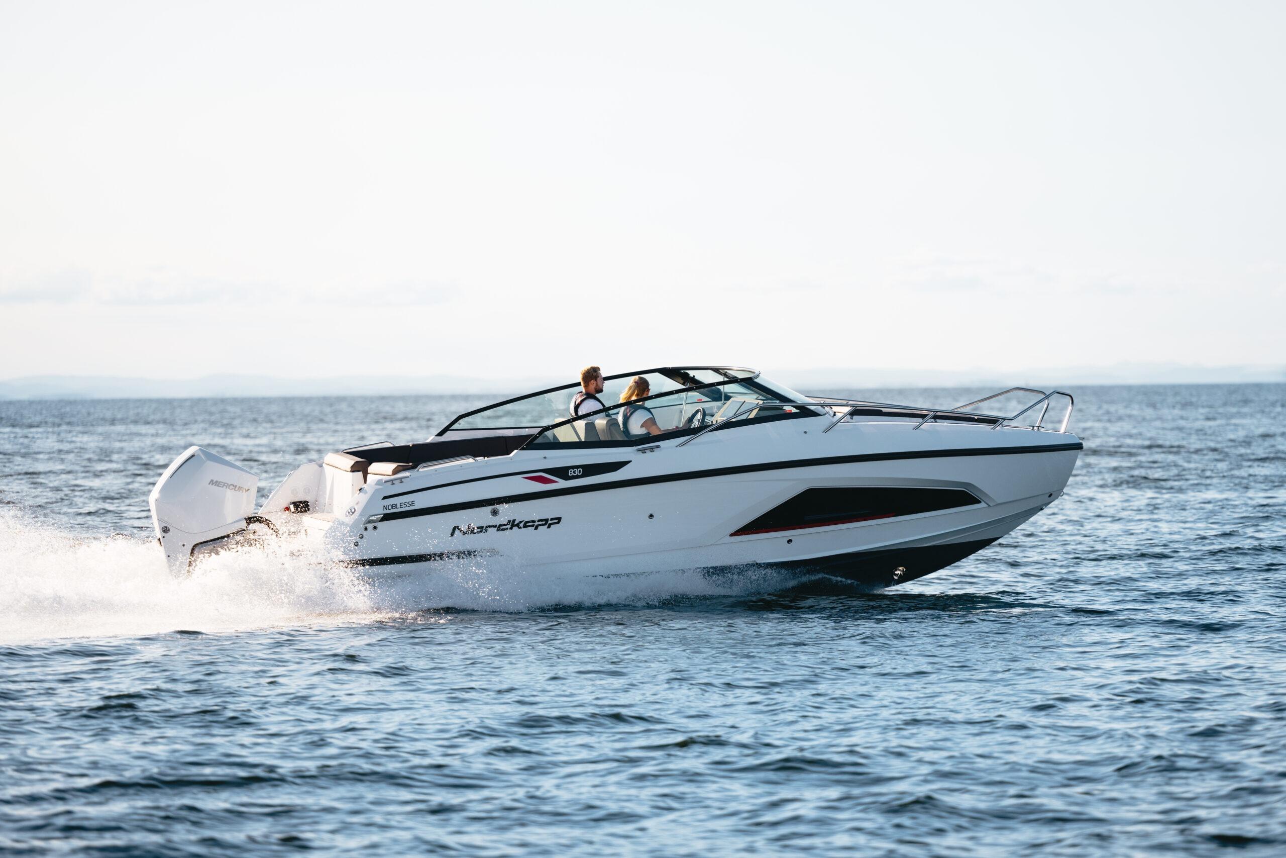 Nordkapp Noblesse 830 2025 Nordkapp Noblesse boat cruising on open water, showcasing sleek design and performance.
