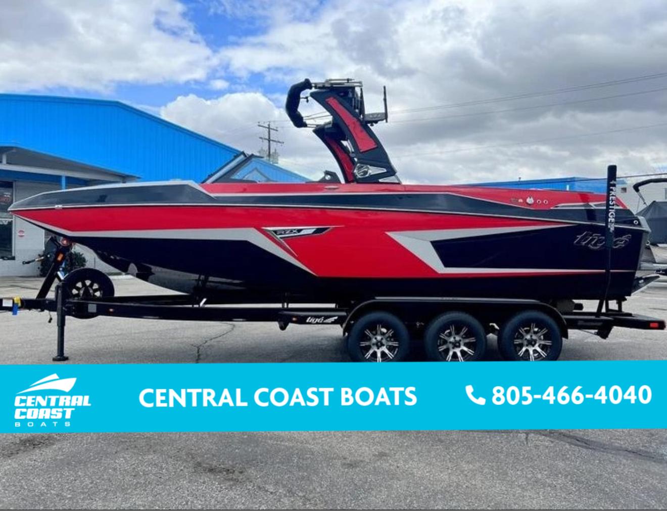Tigé 24RZX 2024 Tigé 24RZX boat in red and black at Central Coast Boats.