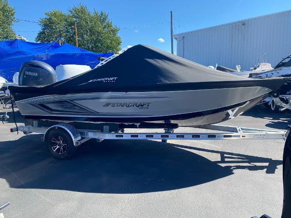 Starcraft Delta 178 DC 2024 Starcraft Delta 178 DC boat on a trailer with a Yamaha outboard motor.