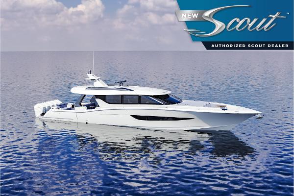 Scout 670 LXS 2025 Scout 670 LXS luxury yacht on calm ocean waters, under a clear sky.