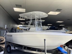 Release 196RX CENTER CONSOLE PKG 2025 Release 196RX Center Console boat in indoor storage on trailer.