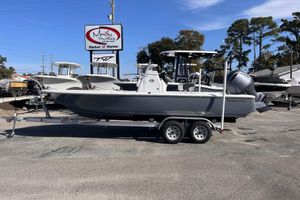 Tidewater 2110 Bay Max 2026 Tidewater 2110 Bay Max boat on trailer at Marker 17 Marine dealership.
