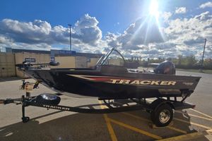 Tracker Pro Guide V-175 WT 2026 Tracker Pro Guide V-175 WT boat on trailer under sunny sky.
