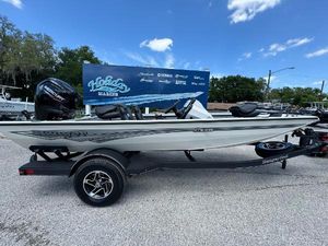 Ranger RT178 2024 Ranger RT178 fishing boat on trailer at Florida Marine dealership.
