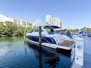 Formula 45 Yacht 2007 Formula 45 Yacht docked in a marina with city skyline background.