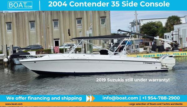 Contender 35 Side Console 2004 Contender 35 Side Console boat with 2019 Suzuki engines, available for financing and shipping.