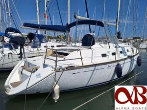 Dufour 39 CC Sailboat Dufour 39 CC, 2000 model, docked in marina with Alpha Boats logo.