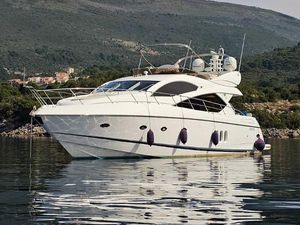 Sunseeker Manhattan 60 2008 Sunseeker Manhattan 60 yacht on calm water, with scenic hillside backdrop.