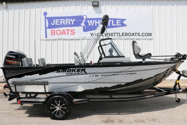 Smoker Craft Adventurer 178 DC 2025 Smoker Craft Adventurer 178 DC boat on trailer at Jerry Whittle Boats dealership.