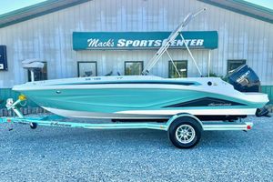 Hurricane SunDeck Sport 185 OB 2026 Hurricane SS185-OB boat on trailer at Mack's Sports Center.
