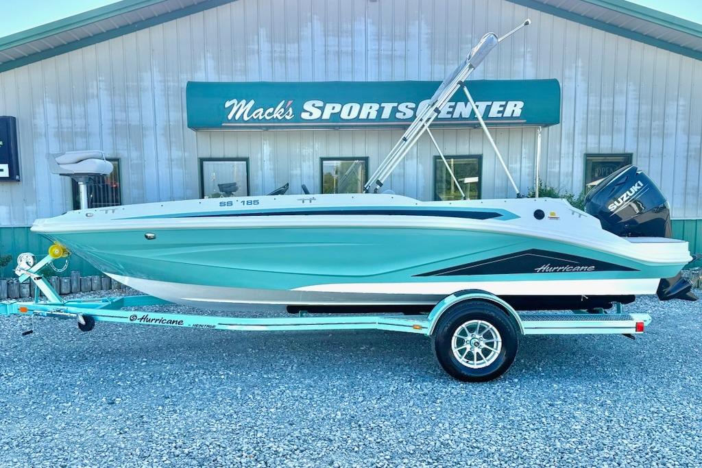 Hurricane SS185-OB 2026 Hurricane SS185-OB boat on trailer at Mack's Sports Center.