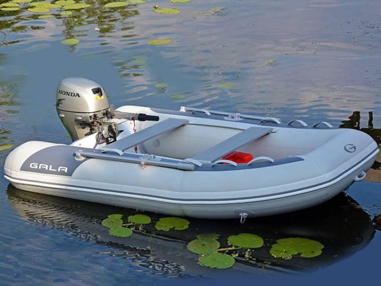 Gala GALA A 270 LITE 2022 Gala A 270 Lite inflatable boat with Honda motor on calm water.