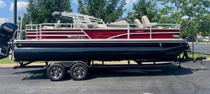 Ranger Reata 220F 2024 Ranger Reata 220F pontoon boat on a trailer.