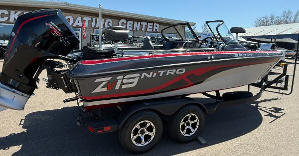 Nitro ZV19 Sport Pro 2024 Nitro ZV19 Sport Pro boat on trailer at dealership.