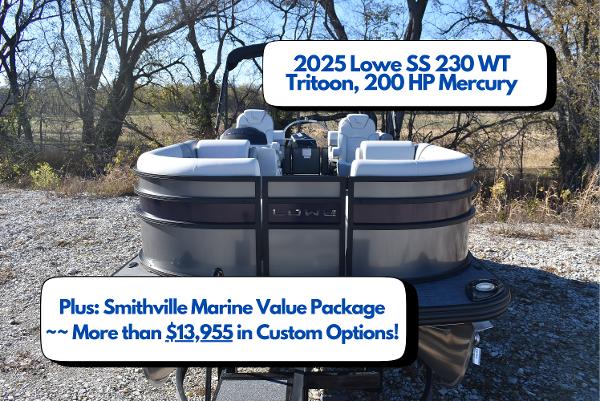 Lowe SS 230 WT TRITOON 2025 Lowe SS 230 WT Tritoon with 200 HP Mercury, includes Smithville Marine Value Package.