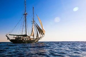 Custom custom Sailing ship on open sea under clear blue sky, 2004 custom model.