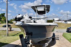 Clearwater 2000 C/C A 2021 Clearwater 2000 C/C boat with Minn Kota motor on a trailer.