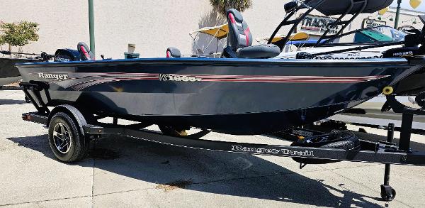 Ranger VS1665T 2024 Ranger VS1665T fishing boat on trailer, side view.
