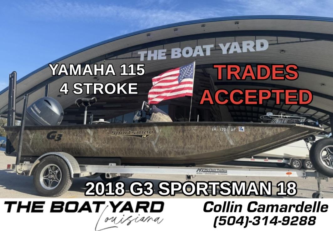 G3 Sportsman 18 Camo 2018 G3 Sportsman 18 Camo boat with Yamaha 115 engine at The Boat Yard, trades accepted.