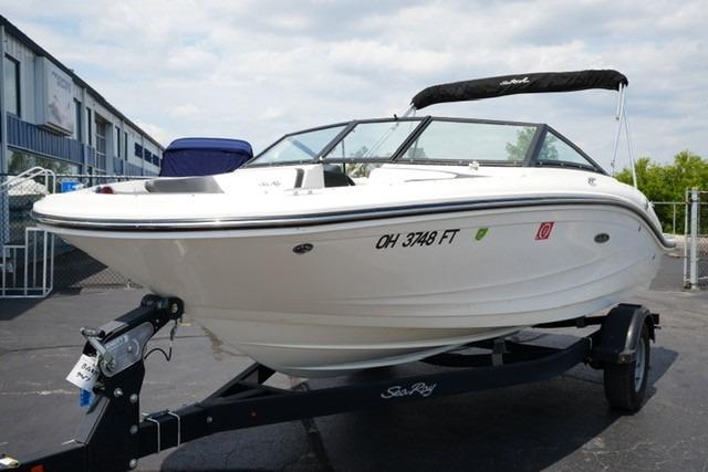 Sea Ray SPX 190 2018 Sea Ray SPX 190 boat on trailer, parked outdoors.
