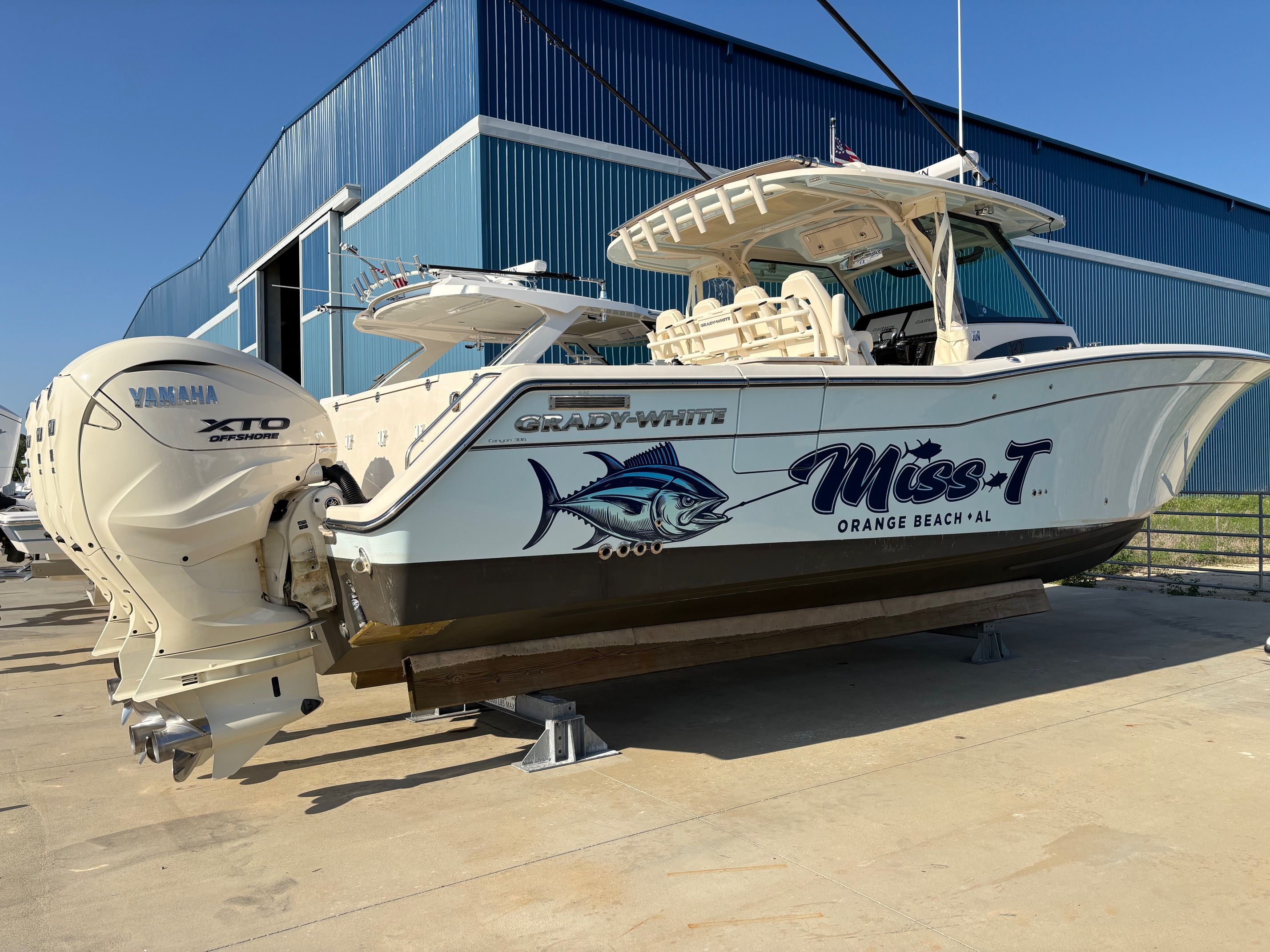 Grady-White Canyon 386 2024 Grady-White Canyon 386 boat with Yamaha XTO engines, docked at Orange Beach, AL.