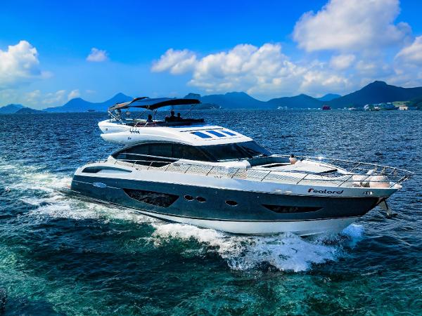 Princess S72 Luxurious 2016 Princess S72 yacht cruising on clear blue waters under a sunny sky.
