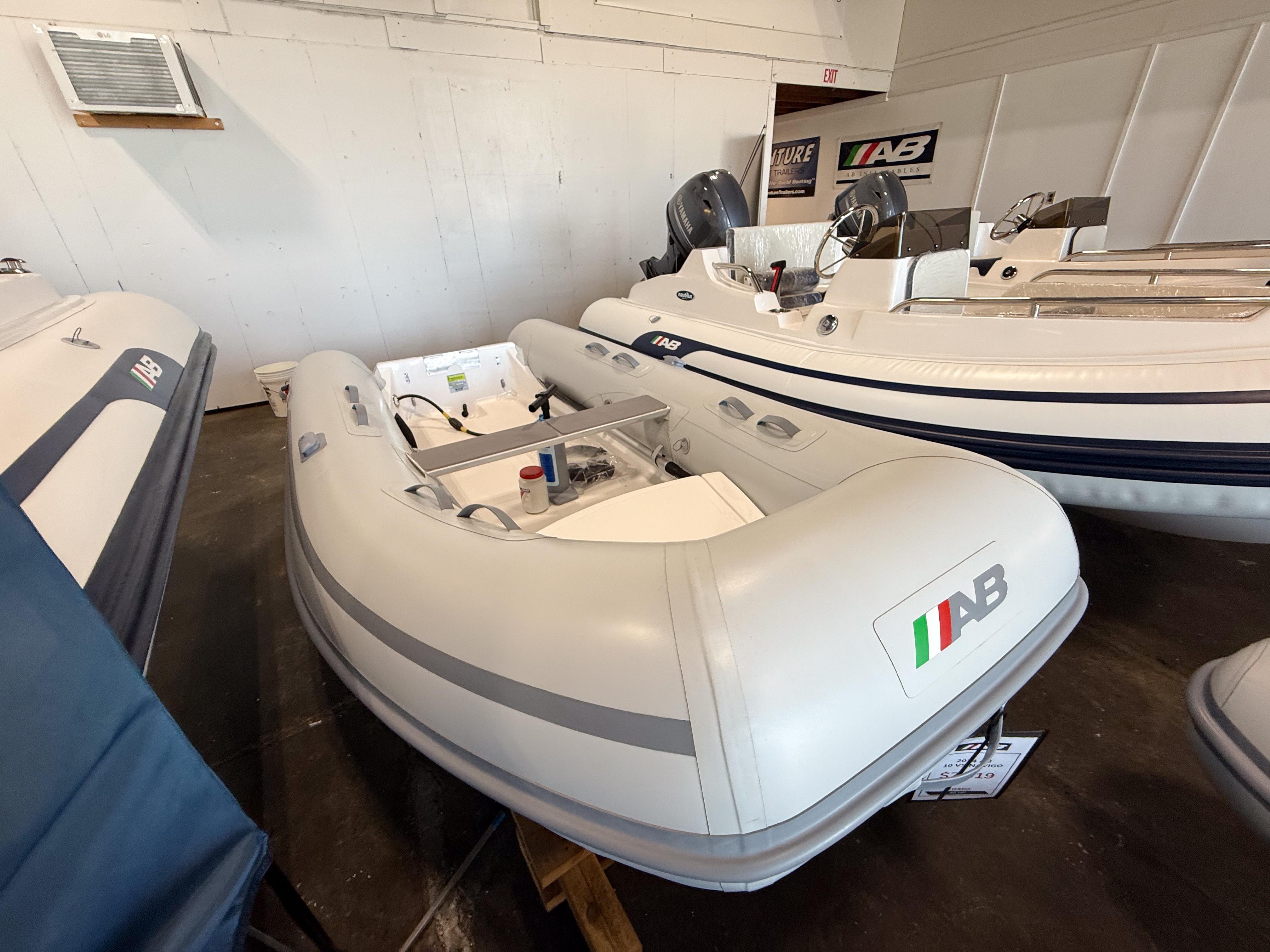AB Inflatables Navigo 10 VS 2024 AB Inflatables Navigo 10 VS boat displayed in showroom.