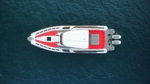 Ranieri Cayman 38 Executive Top view of 2018 Ranieri Cayman 38 Executive yacht on blue water.