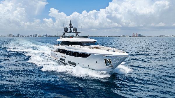 Custom Line Navetta 33 Luxurious 2024 Custom Line Navetta 33 yacht cruising on open sea.