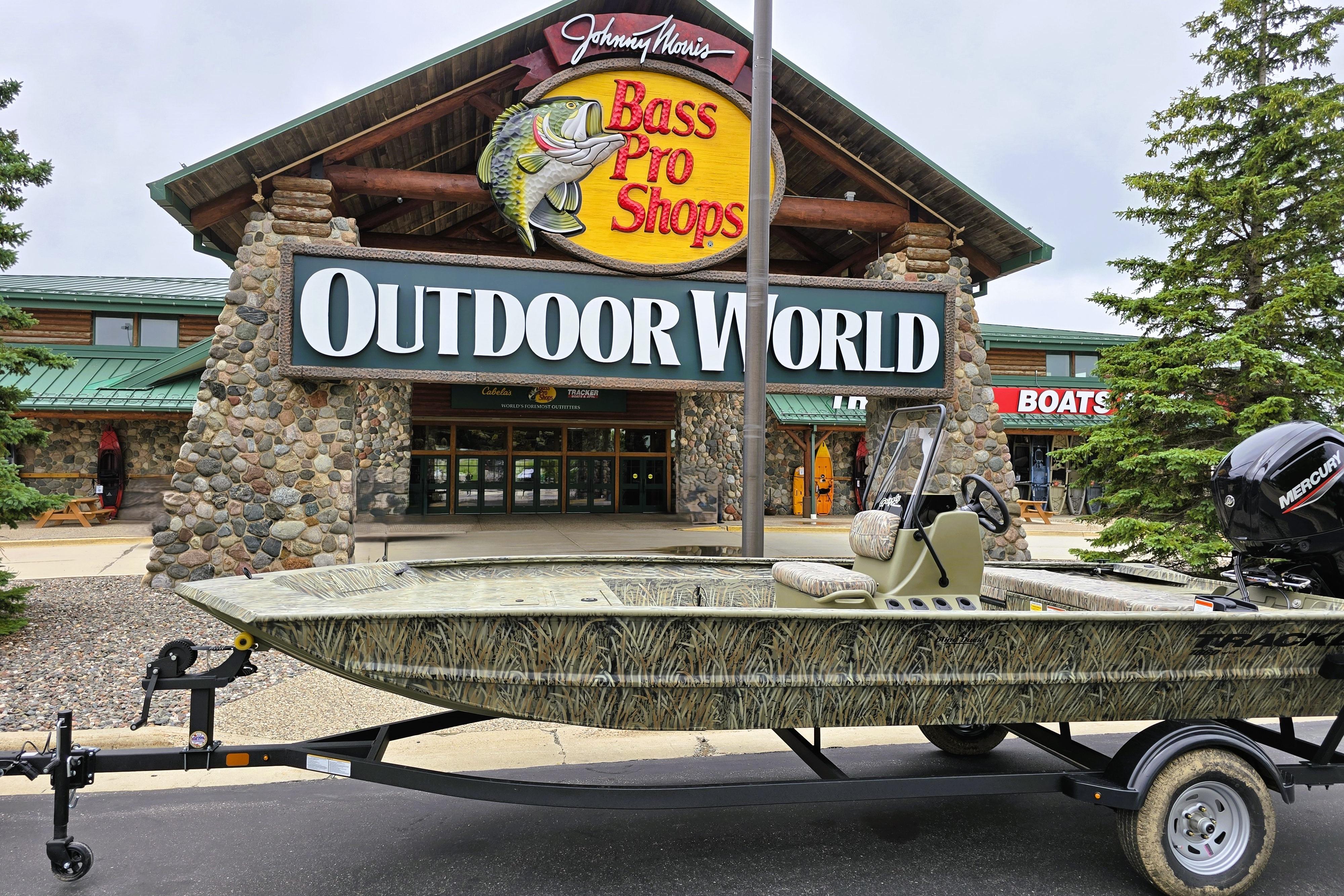 Tracker Grizzly 1860 CC 2026 Tracker Grizzly 1860 CC boat outside Bass Pro Shops Outdoor World.