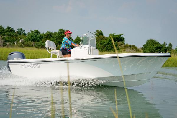 Parker 1801 Center Console Manufacturer Provided Image: 2017 Parker 1801 Center Console boat cruising on a calm waterway.