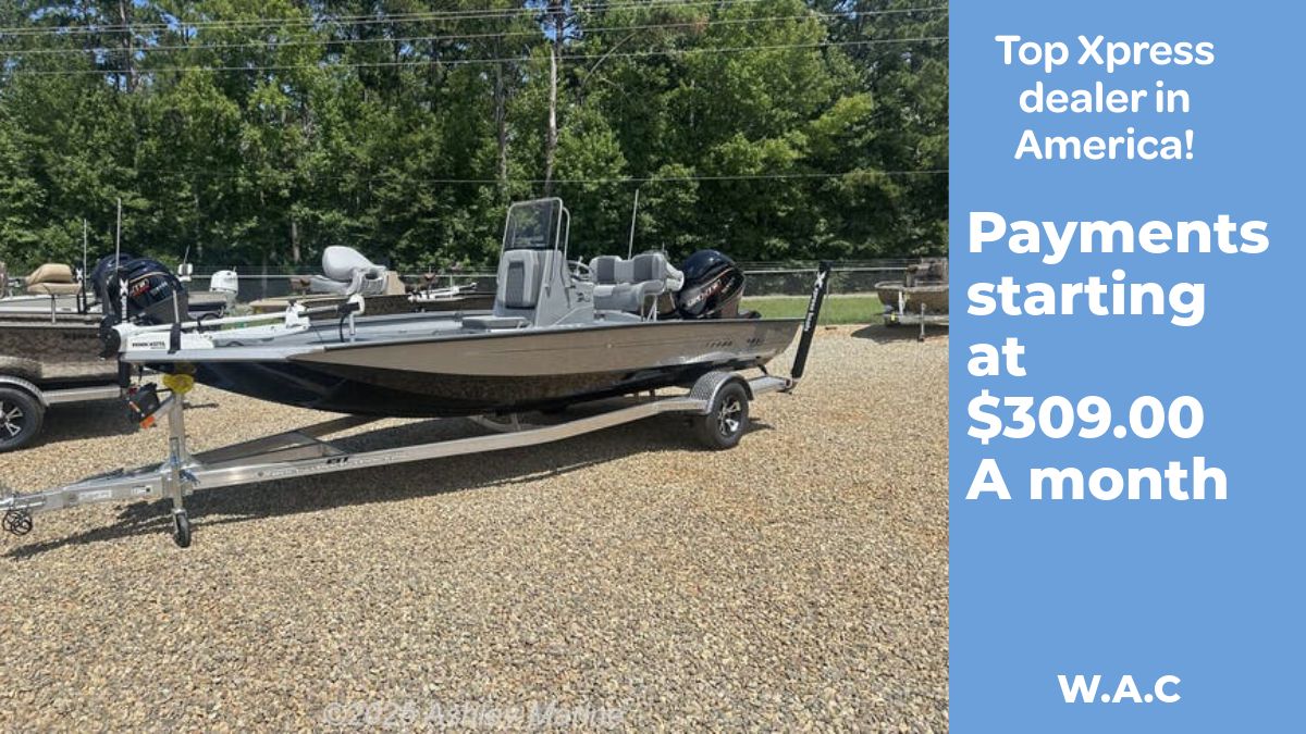 Xpress H20B Bay 2026 Xpress H20B Bay boat on trailer, available for $309/month.