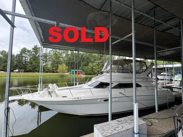 Sea Ray 450 Express Bridge 2000 Sea Ray 450 Express Bridge yacht, docked and marked as sold.
