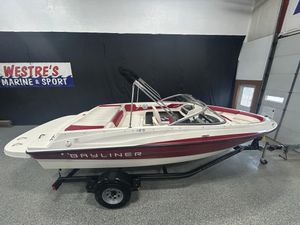 Bayliner 185 Bowrider 2013 Bayliner 185 Bowrider boat on trailer at Westre's Marine & Sport showroom.