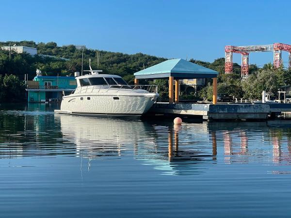 Tiara Yachts 4700 Sovran 2008 Tiara Yachts 4700 Sovran docked at a marina with scenic background.