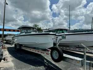 BRABUS Shadow 1000 ST 2024 BRABUS Shadow 1000 ST boat on trailer under cloudy sky.